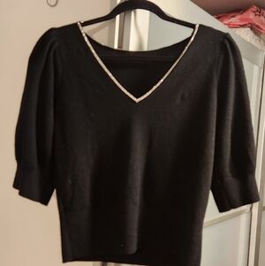 Kate Spade Black Top with Rhinestone Detail